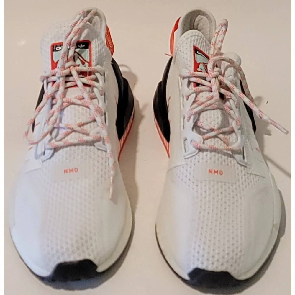 Adidas NMD R1 Primeknit Running White&Orange Men's Sneakers Sz 9 US